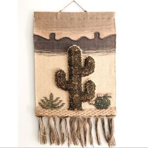 AUTHENTIC woven wall hanging : Cactus : Western